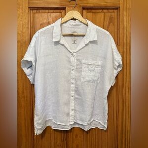 Joie White Button Down Shirt Lightweight Breezy Fit